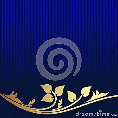 Navy blue Background decorated the golden floral Border. Vector Illustration