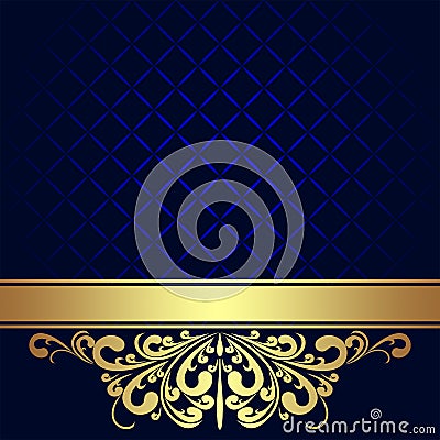 Navy blue Background with golden royal Border. Vector Illustration