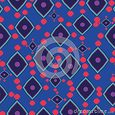 Navy Blue with geometric diamond shapes seamless pattern background design. Vector Illustration