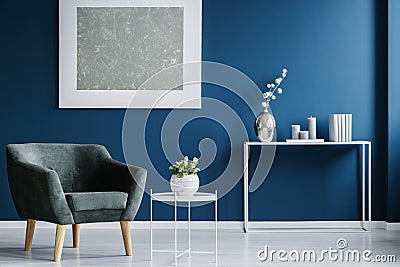 Navy blue living room interior Stock Photo