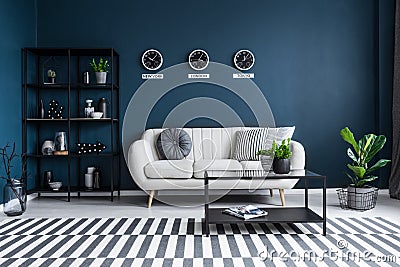 Navy blue living room interior Stock Photo