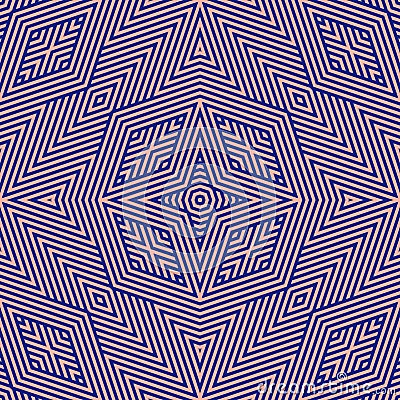 Navy blue and pink geometric lines seamless pattern. Vector linear background Vector Illustration