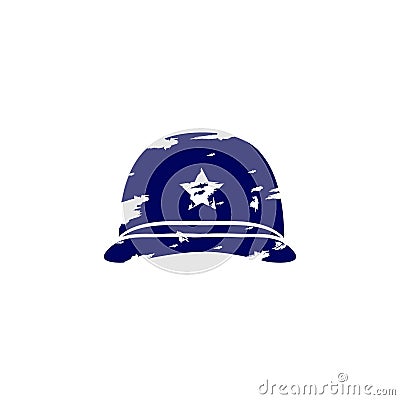 Navy blue soldier`s helmet america flag illustration of American veterans day, Vector Illustration
