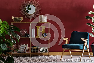 Red elegant livng room interior Stock Photo