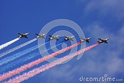 Parade of naval aviation in Petersburg Editorial Stock Photo