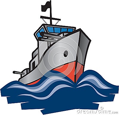 Navy Destroyer Vector Illustration