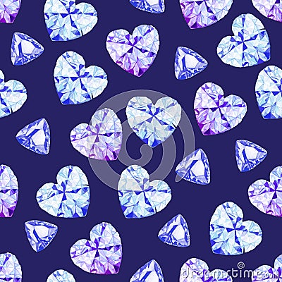 Navy diamonds watercolor seamless vector pattern Vector Illustration
