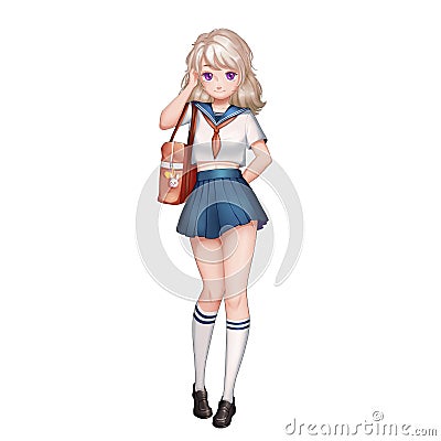 Navy Girl with Anime and Cartoon Style Stock Photo