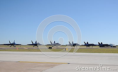 Navy jets parked on the ground Stock Photo