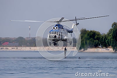 Navy military special force team in action jumping from a helicopter Editorial Stock Photo