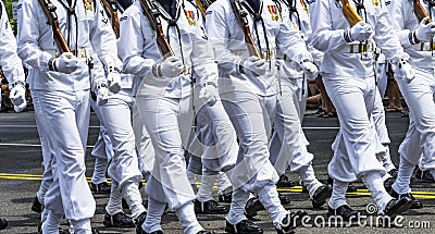 Navy Rifles Marching Unit Memorial Day Parade Washington DC Stock Photo