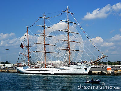 Navy Sailing Ship at Quayside. Editorial Stock Photo