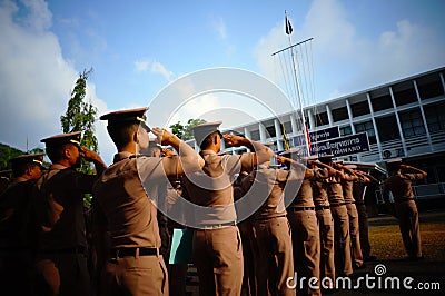 Navy Salute the Flag Editorial Stock Photo