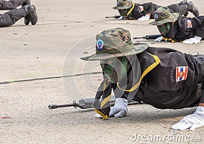 Navy Seal Team perform combat training in Military Parade of Roy Editorial Stock Photo