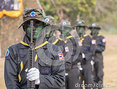 Navy Seal Team perform combat training in Military Parade of Roy Editorial Stock Photo