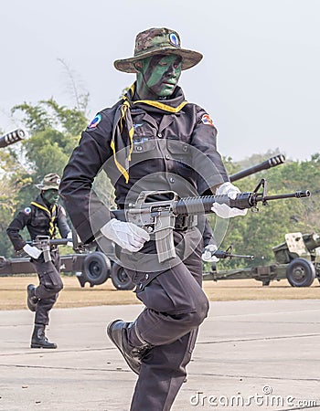 Navy Seal Team perform combat training in Military Parade of Roy Editorial Stock Photo