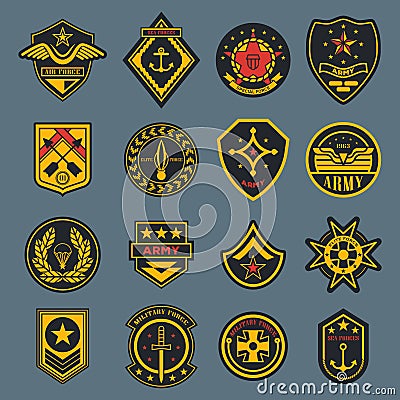 Navy sign and army badge, american air force tag Vector Illustration