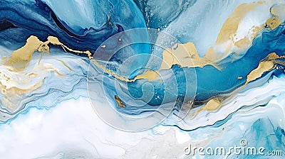 Navy, White and Gold Marble Texture Background Stock Photo