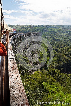 Historic Goteik Railway Viaduct in the Shan State of Myanmar (Burma). Editorial Stock Photo