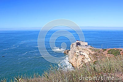 Nazare Fort of SÃ£o Miguel Arcanjo, Portugal Stock Photo