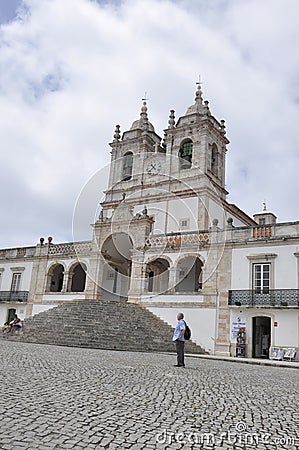 Nazare, 20th July: Sanctuary of Our Lady Virgin Mary building from Nazare Resort in Portugal Editorial Stock Photo