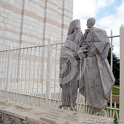 Nazareth Basilica Pope Paul VI and Ecumenical Patriarch Athenagoras 2010 Editorial Stock Photo