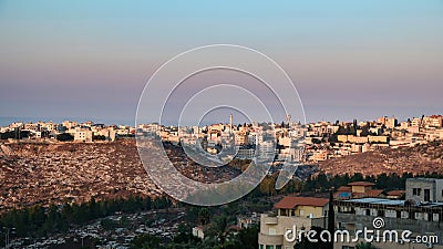 Nazareth city at first morning sunlight Stock Photo