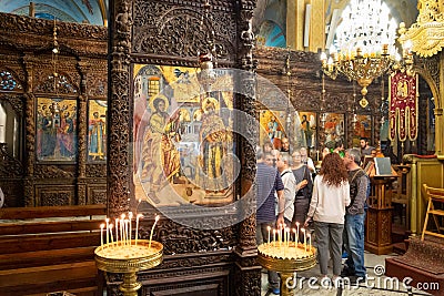 Interiors of Greek Orthodox Church of the Annunciation Editorial Stock Photo