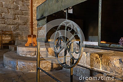 The religious symbol in place for lighting candles in the church - synagogue in Nazareth, northern Israel Editorial Stock Photo