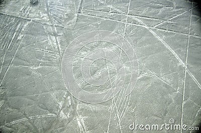 Nazca Lines, the condor, Aerial View, Peru Stock Photo