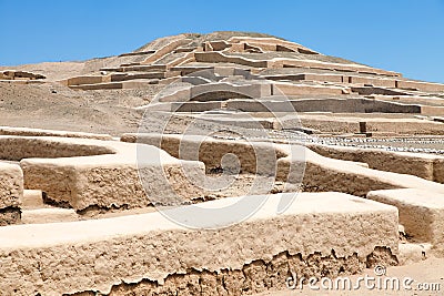 Nazca or Nasca pyramid at Cahuachi archeological site Stock Photo
