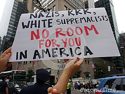 Nazis, KKK, White Supremacists, No Room For You In America, NYC, NY, USA Editorial Stock Photo