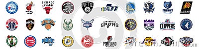 NBA bascketball clubs league logo set. Editorial image. Vector Illustration