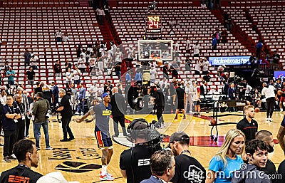 NBA Playoffs, Game 3 between Denver Nuggets and Miami Heat: Kaseya Center Stadium before the game Editorial Stock Photo