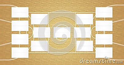 NBA playoffs schedule - NBA brackets - Basketball finals scheme - Natural wood floor color Stock Photo