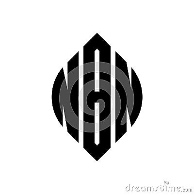 NBN circle letter logo design with circle and ellipse shape. NBN ellipse letters with typographic style. The three initials form a Vector Illustration
