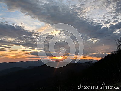 NC mountains at sunset Stock Photo