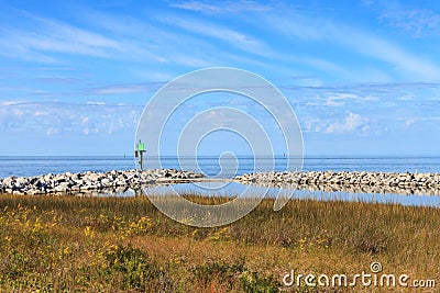NC Ocracoke Living Shoreline Coastal Estuary Stock Photo