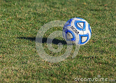 NCAA College Soccer Ball on Grass Field Editorial Stock Photo