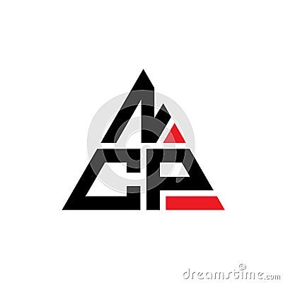 NCP triangle letter logo design with triangle shape. NCP triangle logo design monogram. NCP triangle vector logo template with red Vector Illustration