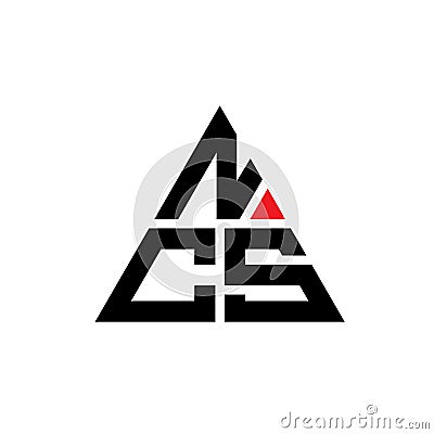 NCS triangle letter logo design with triangle shape. NCS triangle logo design monogram. NCS triangle vector logo template with red Vector Illustration