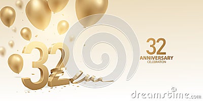 32nd Anniversary Celebration Background Vector Illustration
