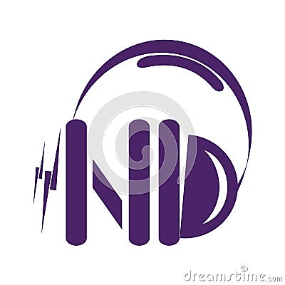 ND monogram Vector headphones icon Vector Illustration