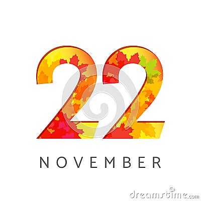 22 numbers autumn logo Vector Illustration