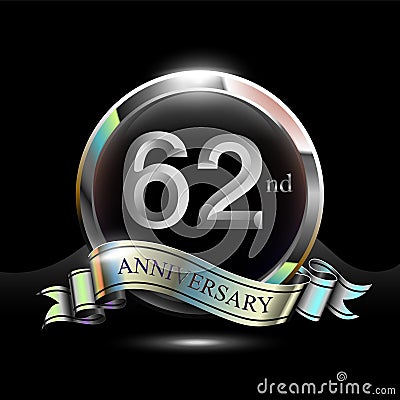 62nd silver anniversary logo Vector Illustration