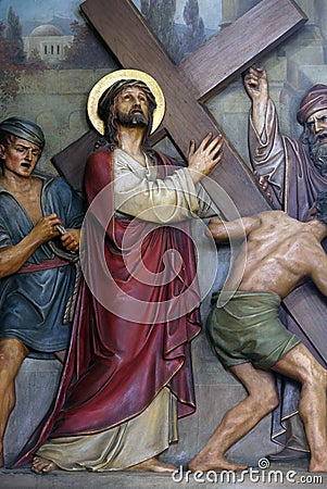 2nd Stations of the Cross, Jesus is given his cross Stock Photo