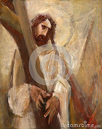 2nd Stations of the Cross, Jesus is given his cross Editorial Stock Photo
