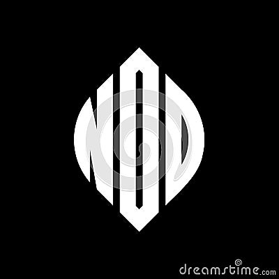 NDD circle letter logo design with circle and ellipse shape. NDD ellipse letters with typographic style. The three initials form a Vector Illustration