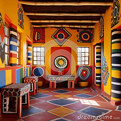 Ndebele House Painting Patterns Stock Photo