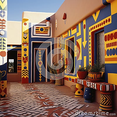 Ndebele House Painting Patterns Stock Photo